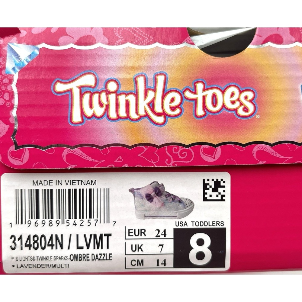 Skechers Twinkle Sparks Toddler Girls Slip-on Shoes Size 8 Lavender Purple Pink - Picture 11 of 13